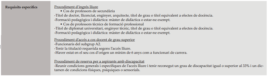 requisitis especials