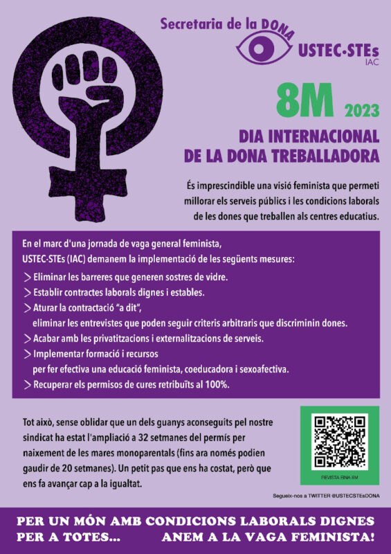 Flyer 8M - dia internacional de la dona treballadora