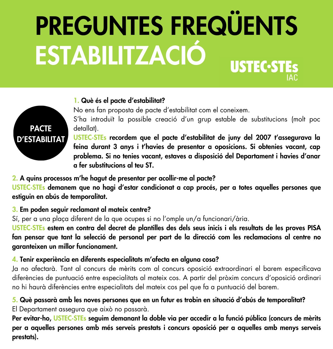 FAQS estabilització 2