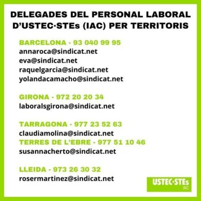 Delegades personal laboral USTEC·STEs per territori