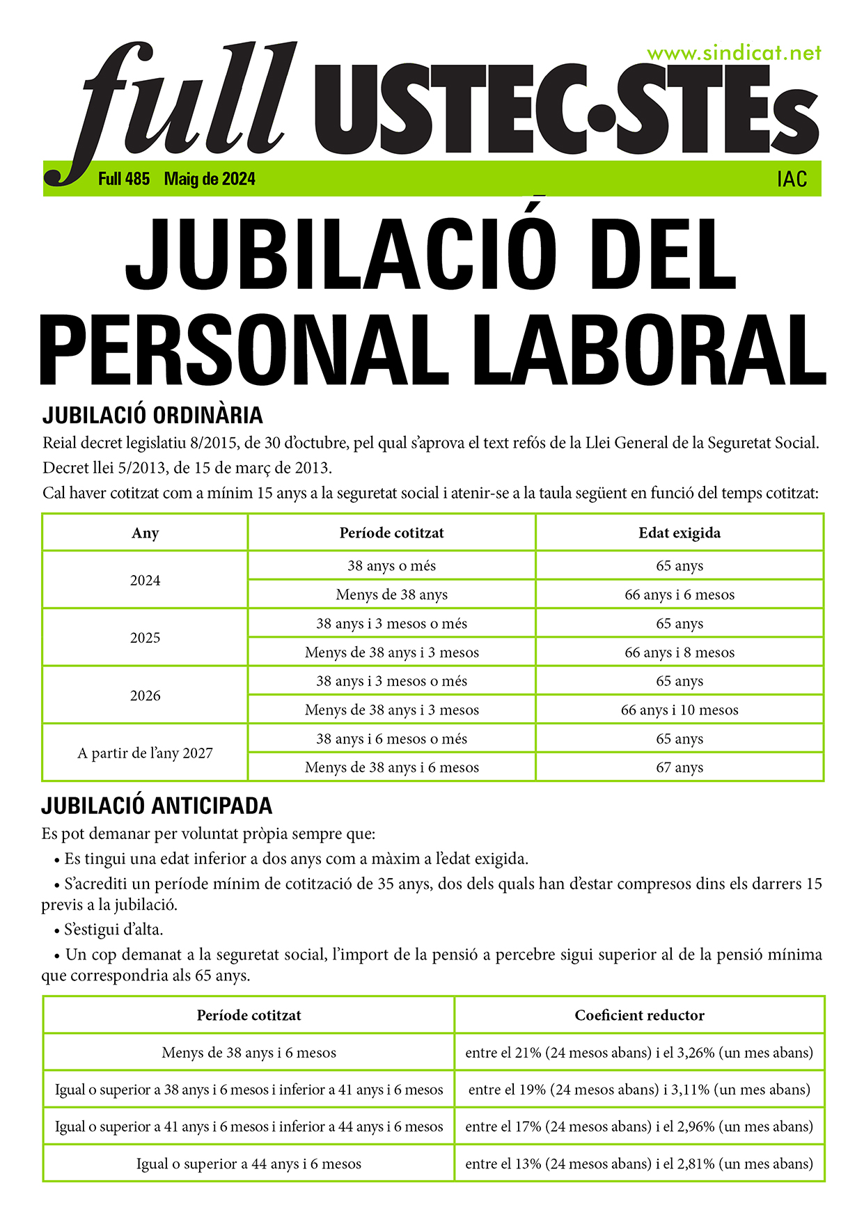 Portada 150 ppp Full 485 Jubilació laborals