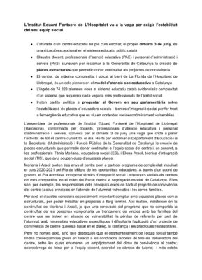 Convocatòria vaga IES FOntsere